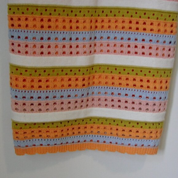 Crochet Dress Knit Tank Sleeveless Orange Pink Blue Green Stripes NEW NWT  XS - Picture 6 of 16